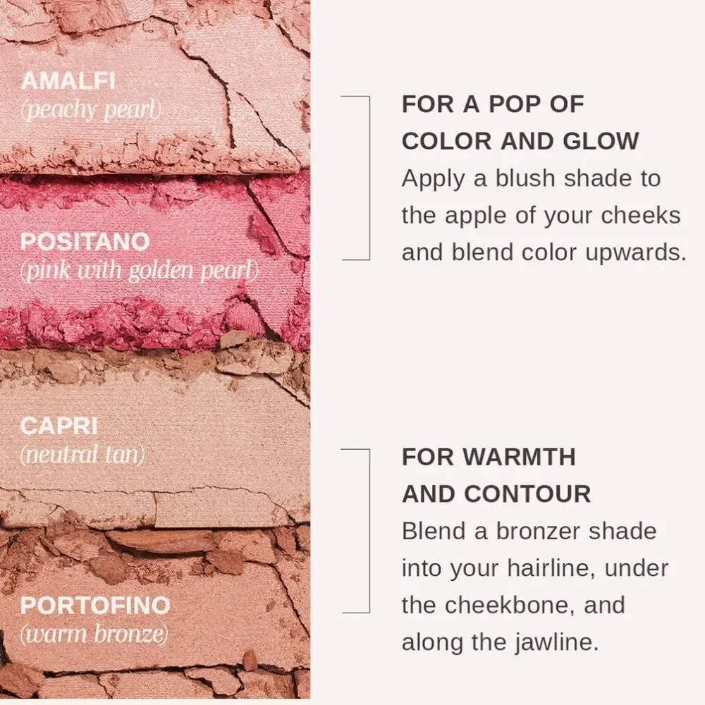 Wander Beauty Riviera Blush and Bronzer Palette-Peachy & Pink Pearl, Neutral Tan